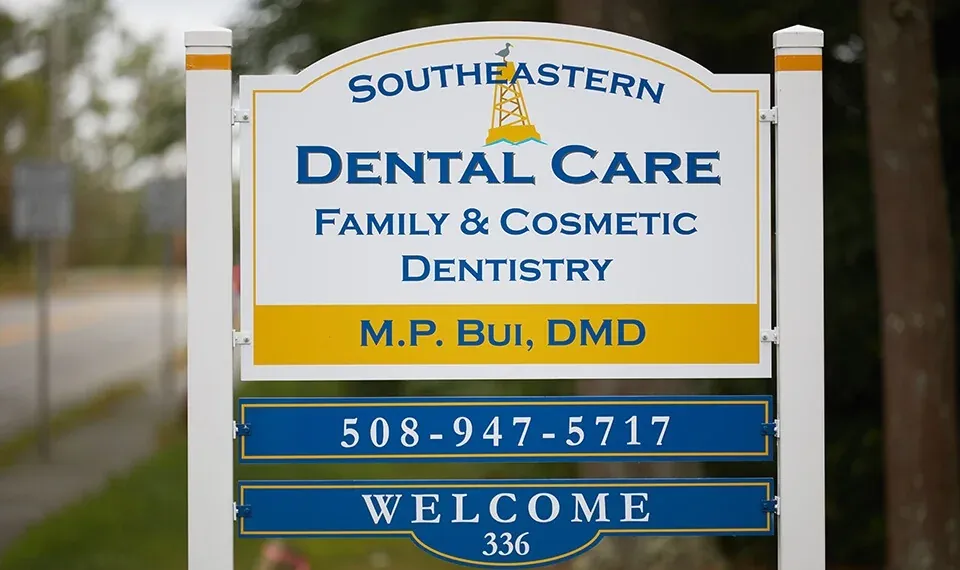 Southeastern Dental Care sign outside the Lakeville, MA office