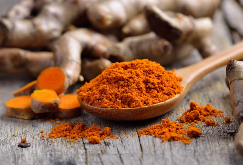 A spoonful of turmeric to be used for teeth whitening